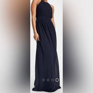TFNC bridesmaid chiffon maxi dress with pleated front